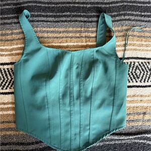 Sincerely Jules Teal Structured Corset Tank Top